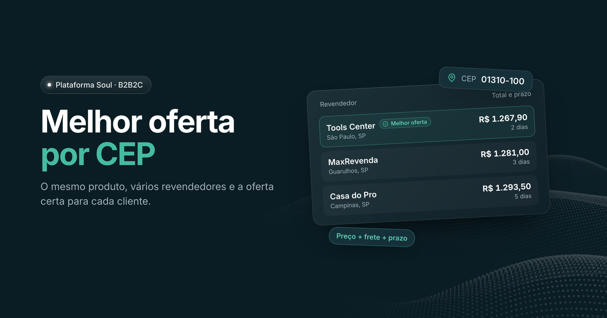 Melhor oferta por CEP: comparação de revendedores com total e prazo para o CEP